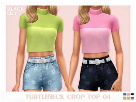 Turtleneck Crop TOP 04 Sims 4 CC Download