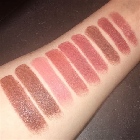 Bobbi Brown Lip Color - (left to right) Rich cocoa, hot cocoa, pale pink, brownie pink, brow ...