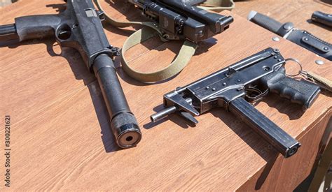 Russian weapons. Submachine gun "Kedr" - personal defense weapon Stock Photo | Adobe Stock