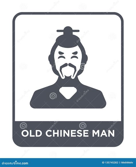 Old Chinese Man Icon in Trendy Design Style. Old Chinese Man Icon Isolated on White Background ...