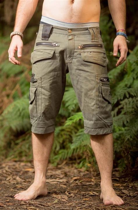 Cargo Pocket Shorts Olive Green Festival Outdoor Clothing image 3 ...