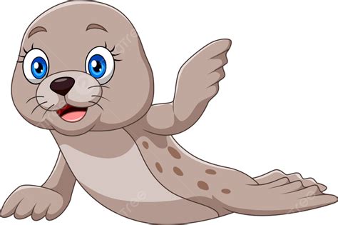 Cartoon Funny Baby Seal On White Background, Graphic, Young, Cartoon PNG and Vector with ...
