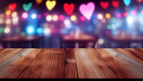 Premium Photo | Image of wooden table in front of abstract blurred background of restaurant ...