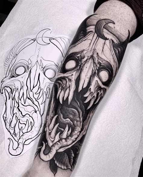 Demon skull tattoo | Bruno Santos | Idee per tatuaggi, Tatuaggi, Idee per disegnare