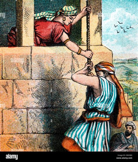 Bible Stories- Illustration Of Rahab Assisting The The Israelite Spies Who Were Sent By Joshua ...