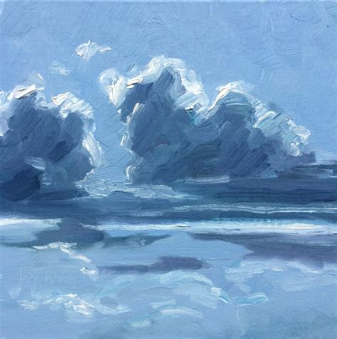 Heavenly Clouds, Season Sale. Original oil painting on 8 x 8 linen panel. Custom framed. Yvonne ...