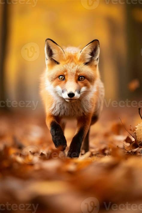 AI generated Red fox in the autumn forest. Beautiful wild animal in ...