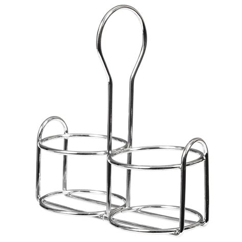 American Metalcraft MCADDY 2 Compartment Oval Condiment Caddy - Stainless Steel