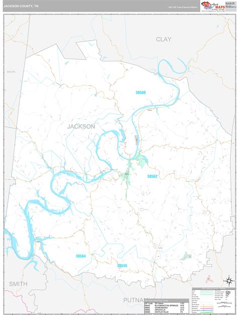 Jackson County, TN Wall Map Premium Style by MarketMAPS - MapSales