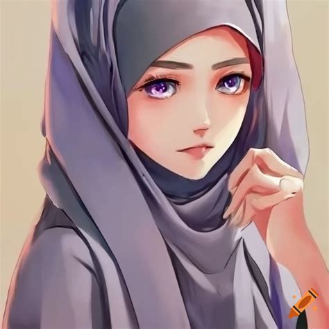 Anime girl wearing a traditional hijab on Craiyon