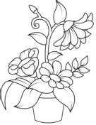 Flower Pot Drawing Images With Colour Easy - pic-insider