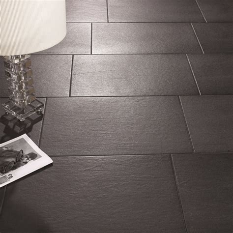 Black Slate Effect Floor Tiles - Carpet Vidalondon