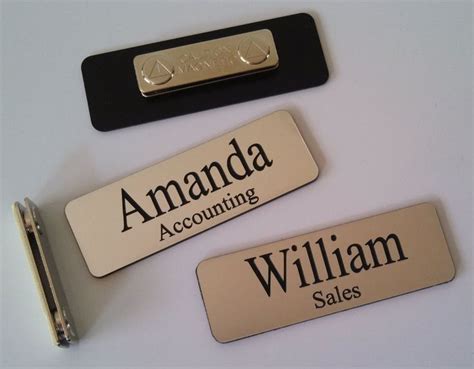 Custom Employee Name Tag smth Silver w Corner Rounds & magnet ...