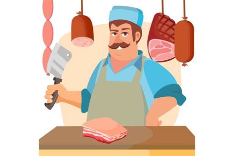 Butcher Character Vector. Classic Professional Butcher Man (659940 ...