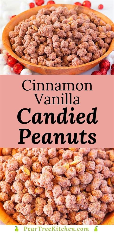 Recipe for an easy to make 4 ingredient cinnamon vanilla candied peanuts. Make several batches ...