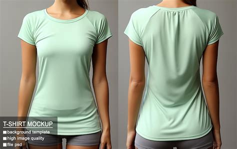 Premium PSD | Studio portrait mockup of a plain green tshirt with a person model front and back view