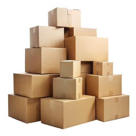 A stack of various sized cardboard boxes 44243758 PNG