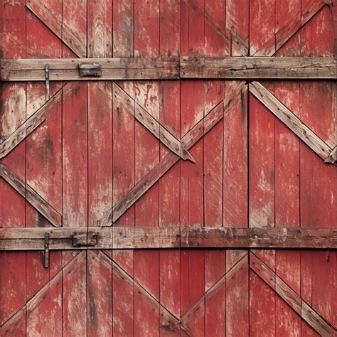 Premium Photo | Arafed red barn door with a metal latch and a wooden ...