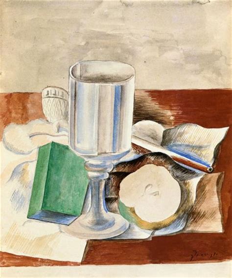 Still life with a Glass and an Apple, 1914 - Pablo Picasso - WikiArt.org