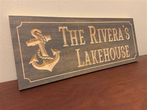 Lake House Wood Engraved Customizable Sign – Very Wood Basement