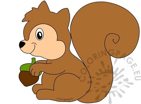 Vector illustration of squirrel with acorn | Coloring Page