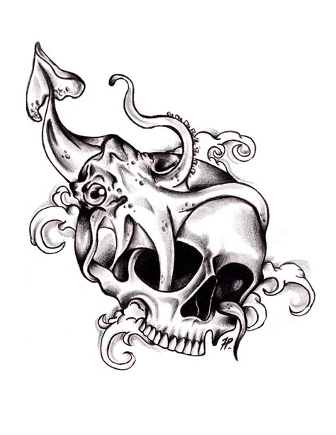 Squid And Skull Black And White Tattoo Design | White tattoo, Squid tattoo, Octopus tattoo design