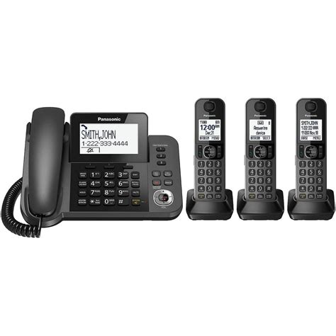 Panasonic KX-TG573SK DECT 6.0 Corded/Cordless Phone with Answering Machine and 3 Handsets ...