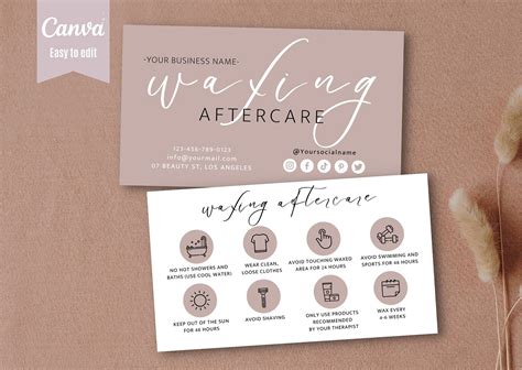 Waxing aftercare card canva template – Artofit