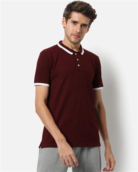 Buy Men's Maroon Polo T-shirt for Men Maroon Online at Bewakoof