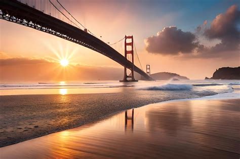 Premium Photo | A sunset over the golden gate bridge