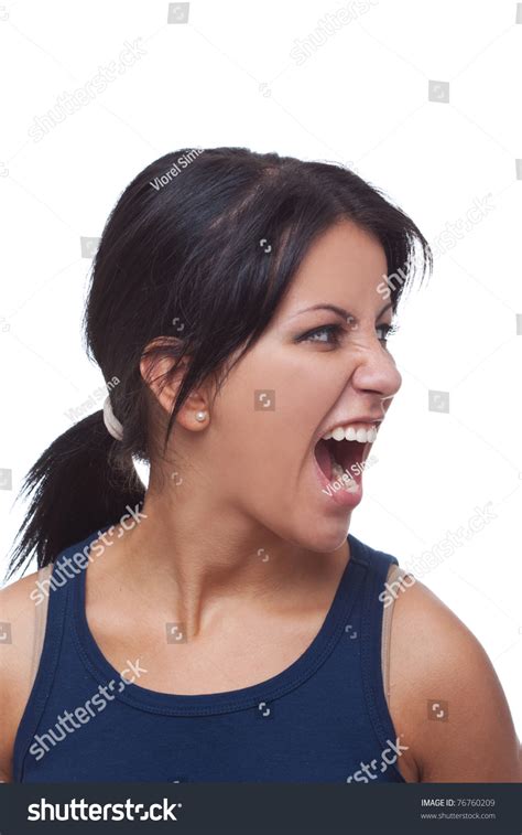 Angry Woman Screaming Side View Isolated foto stock 76760209 | Shutterstock