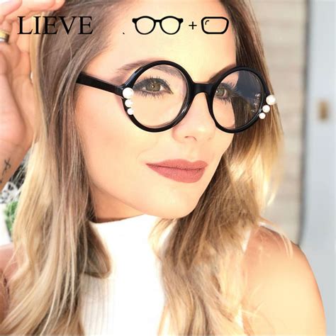 Newest Round Luxury Eyeglasses Frame Women Unique Pearl Design ...