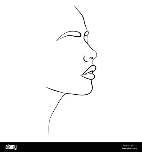 Portrait of a woman. Modern Minimalist female vector linear drawing. Portrait in a minimalist ...