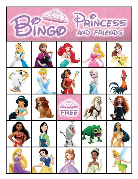 Princess Printable Bingo Cards 8.5 X 11 10 - Etsy Australia | Cartas de ...