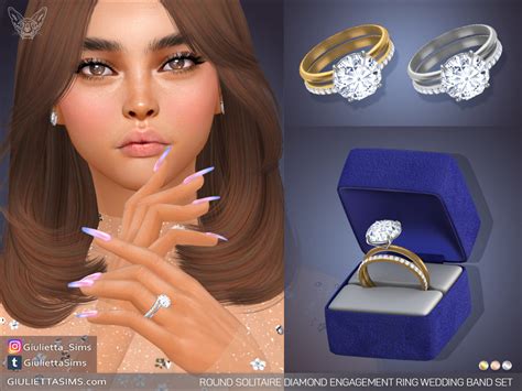 The Sims Resource - Round Solitaire Diamond Engagement Ring Wedding ...