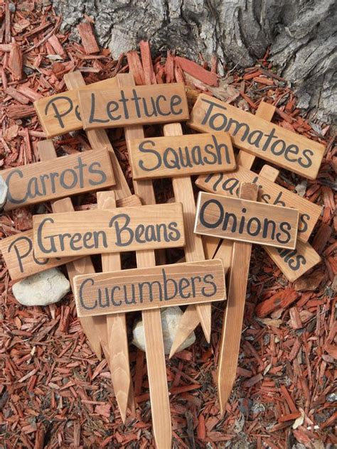 Wood Garden Marker, Garden Sign, Hand painted Cedar Wood Sign, Vegetable Garden Row ID, YOU PICK ...