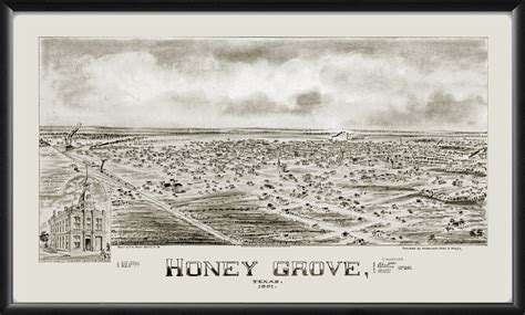 Honey Grove TX 1891 Restored Map | Vintage City Maps