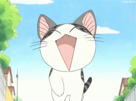 Happy Anime Cat Walking Down Street GIF | GIFDB.com