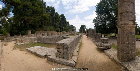 Photo of Temple of Hera ruins. Ancient Olympia, Olympia, Peloponnese, Greece