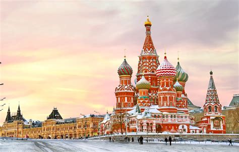 Wallpaper winter, snow, city, area, Moscow, The Kremlin, St. Basil's Cathedral, Russia, Russia ...