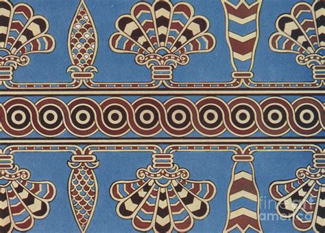 Vintage Assyrian Textile Design Painting by Assyrian School