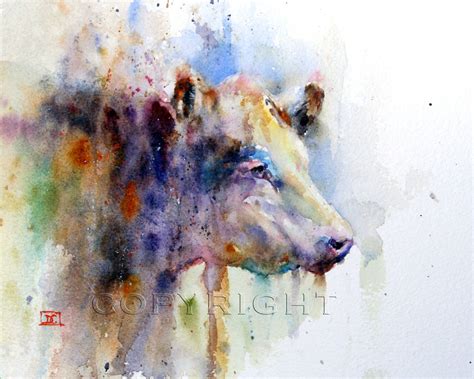 HEREFORD Cow Watercolor Print by Dean Crouser Watercolor Feather, Watercolor Animals, Watercolor ...