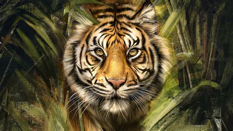 1920x1080 Tiger Painting Art Laptop Full HD 1080P ,HD 4k Wallpapers,Images,Backgrounds,Photos ...