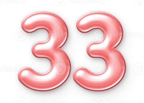 33 Number Balloon Pink 24652442 PNG