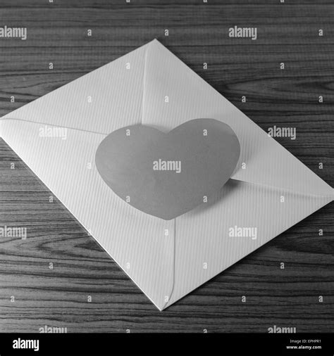 paper heart with envelope black and white tone color Stock Photo - Alamy