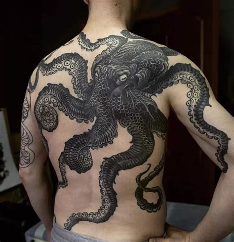 Kraken Full Back Tattoo - TATTOOGOTO