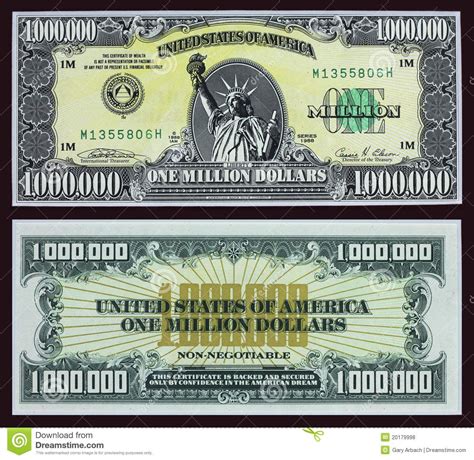 Million Dollar Bill. The front and back of a fake million dollar bill # ...