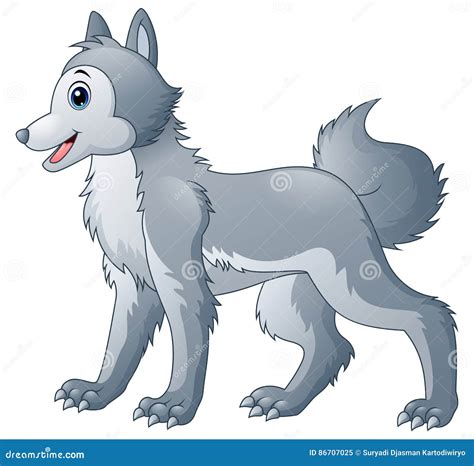 Cute wolf cartoon stock vector. Illustration of husky - 86707025