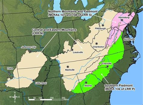 The Southern Piedmont region (green) of USA | Piedmont region, Piedmont, Southeastern