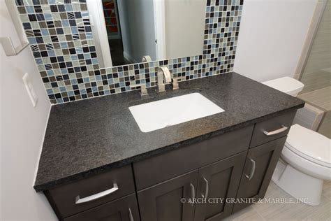 Black Pearl Brushed granite vanity top in a Chesterfield, Missouri residence | Bathroom ...